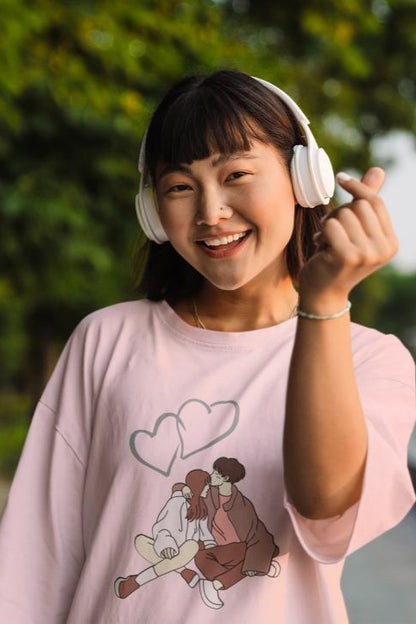 Women's Couple Oversized T shirt Red by ZealforTee