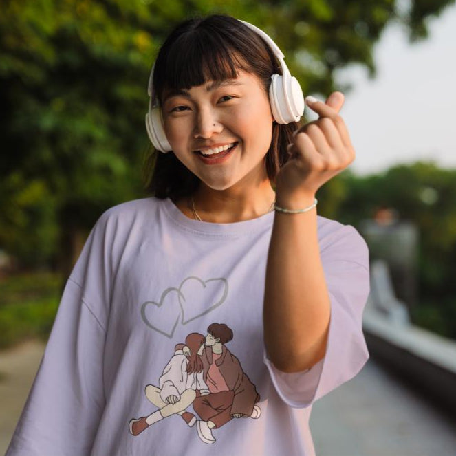 Women's Couple Oversized T shirt Red by ZealforTee