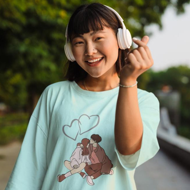 Women's Couple Oversized T shirt Red by ZealforTee