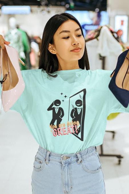 Women's Doing Great Oversized T-shirt Mint by ZealforTee