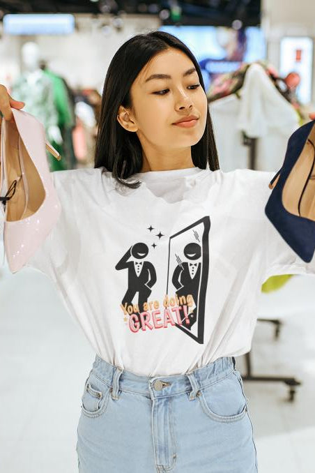 Women's Doing Great Oversized T-shirt White by ZealforTee