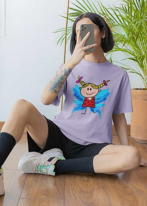Women's Fairy Doll Oversized T shirt Black by ZealforTee