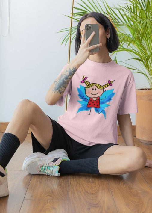 Women's Fairy Doll Oversized T shirt Black by ZealforTee