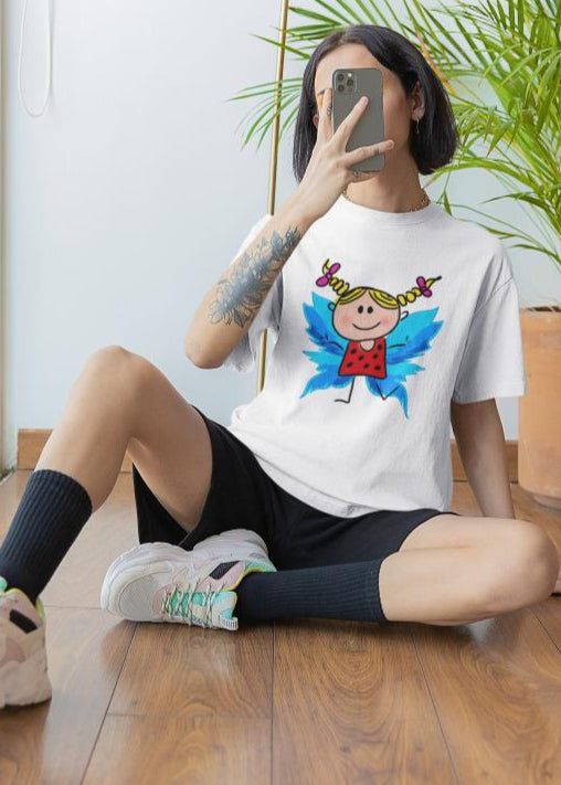 Women's Fairy Doll Oversized T shirt Black by ZealforTee