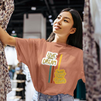 Women's Dream Future Oversized T-shirt Maroon by ZealforTee