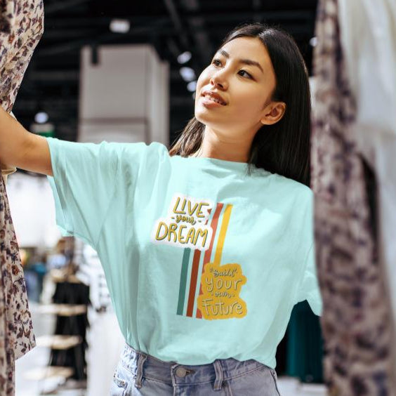 Women's Dream Future Oversized T-shirt Black by ZealforTee