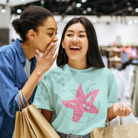 Women's Kiss With Blushing Star Oversized T shirt Mint by ZealforTee