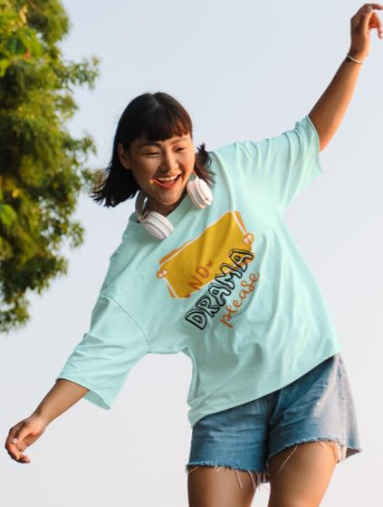 Women's No Drama Oversized T shirt White by ZealforTee