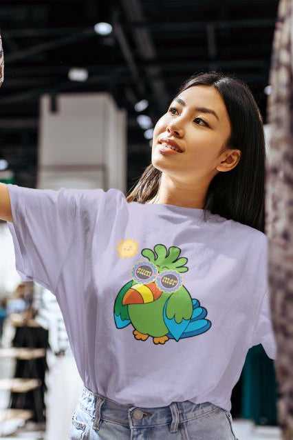 Women's Adorable Parrot Oversized T shirt Mint by ZealforTee