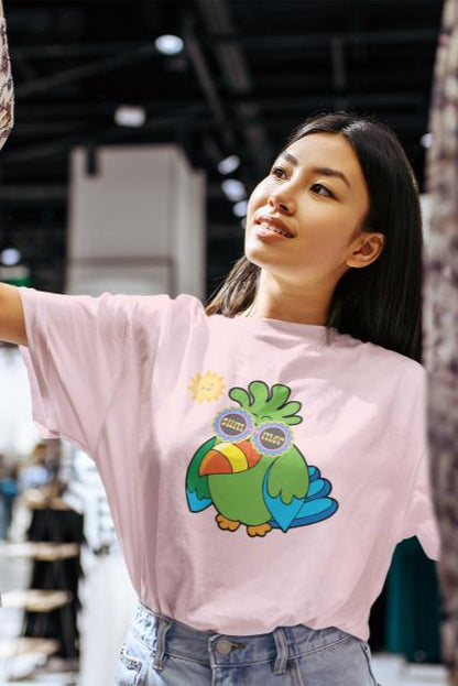 Women's Adorable Parrot Oversized T shirt Mint by ZealforTee