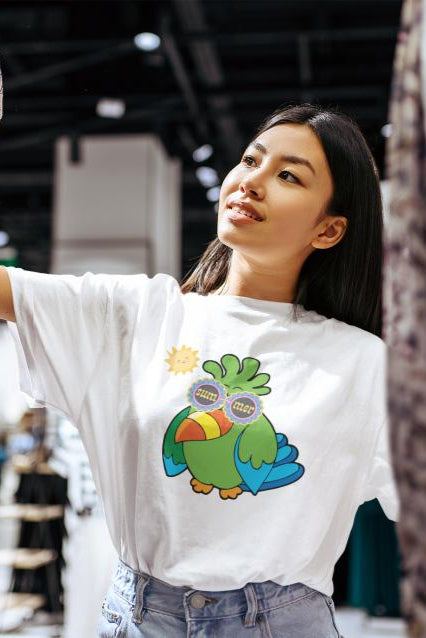 Women's Adorable Parrot Oversized T shirt Mint by ZealforTee