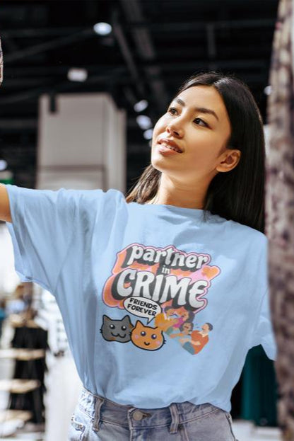 Women's Partner In Crime Oversized T shirt Light Baby Pink by ZealforTee