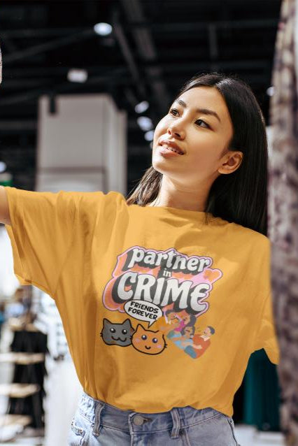 Women's Partner In Crime Oversized T shirt Light Baby Pink by ZealforTee