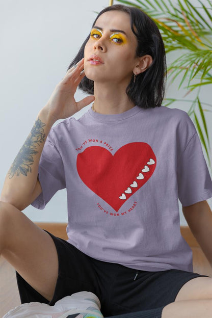 Women's Won My Heart Oversized T shirt Black by ZealforTee