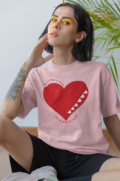 Women's Won My Heart Oversized T shirt Black by ZealforTee