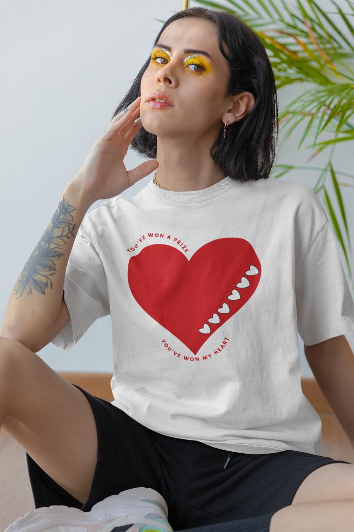 Women's Won My Heart Oversized T shirt Black by ZealforTee