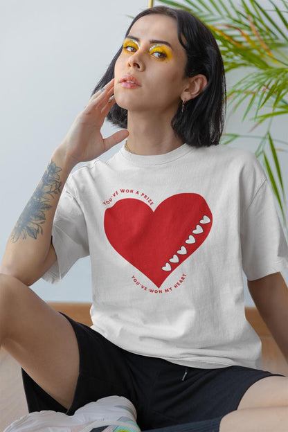 Women's Won My Heart Oversized T shirt Black by ZealforTee