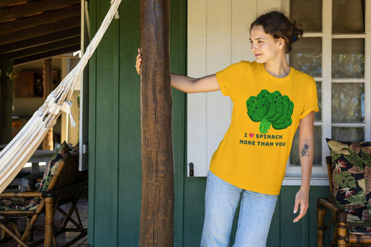 Women's Love Spinach T-shirt Golden Yellow by ZealforTee