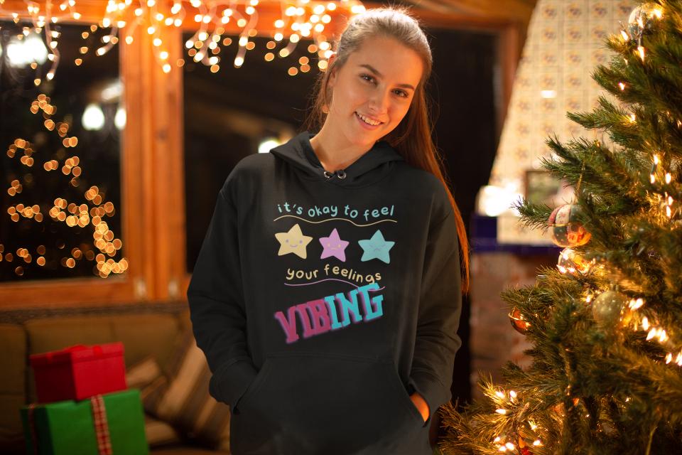 Women's Vibing Gen-Z Hoodie Sweatshirt Mint by ZealforTee