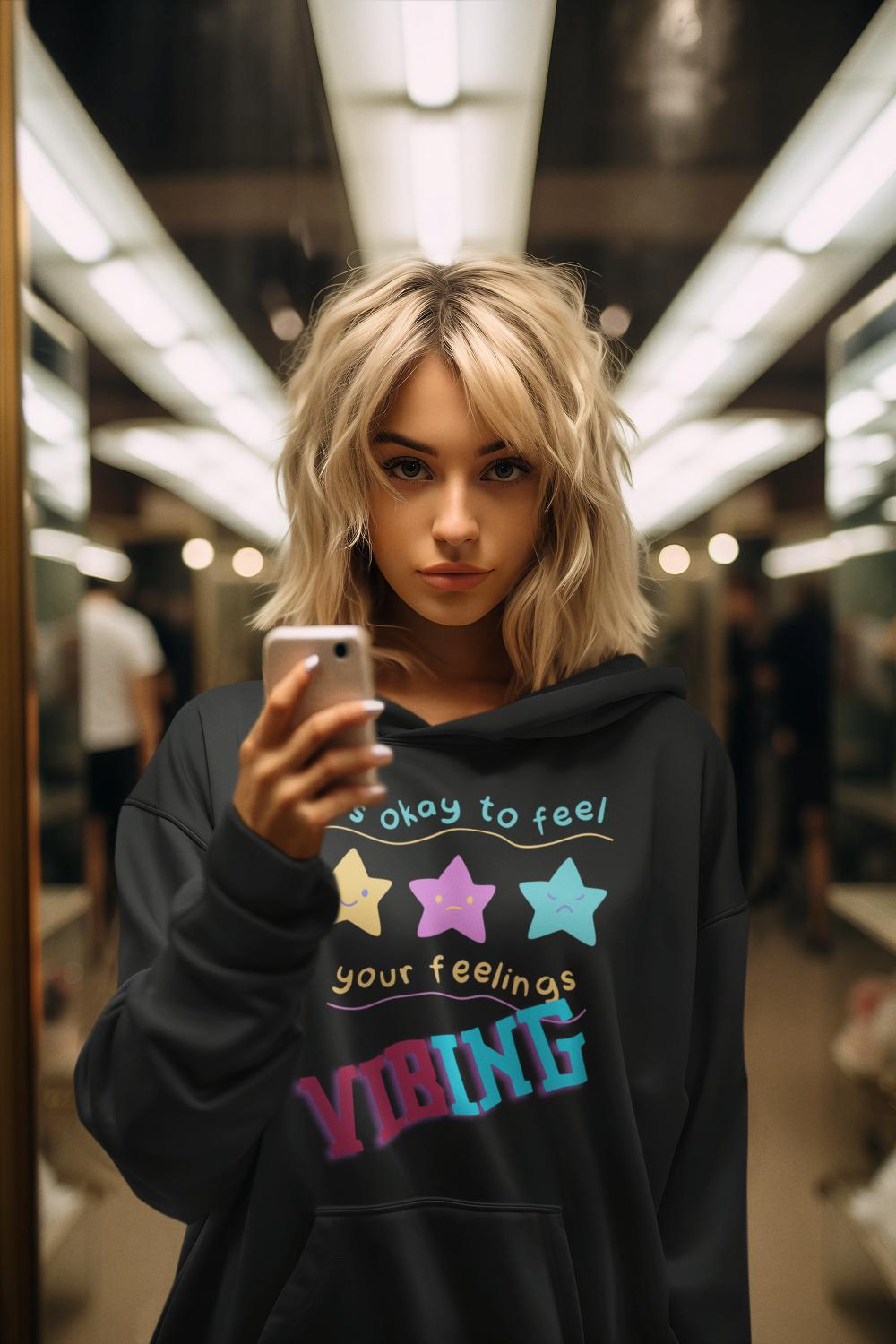 Women's Vibing Gen-Z Hoodie Sweatshirt Royal Blue by ZealforTee