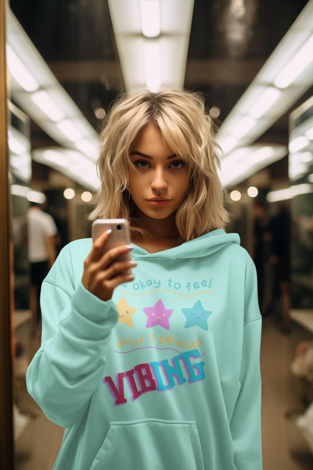 Women's Vibing Gen-Z Hoodie Sweatshirt Royal Blue by ZealforTee