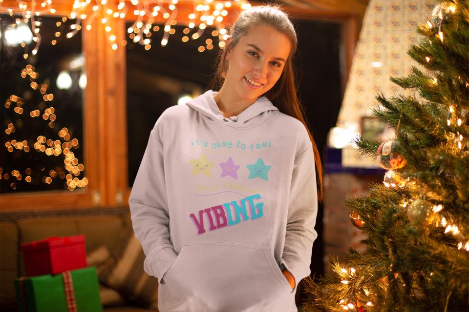 Women's Vibing Gen-Z Hoodie Sweatshirt Royal Blue by ZealforTee