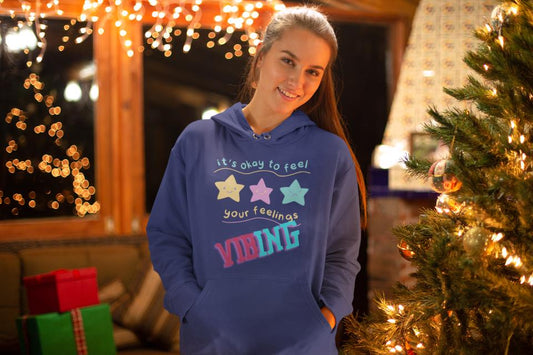 Women's Vibing Gen-Z Hoodie Sweatshirt Royal Blue by ZealforTee