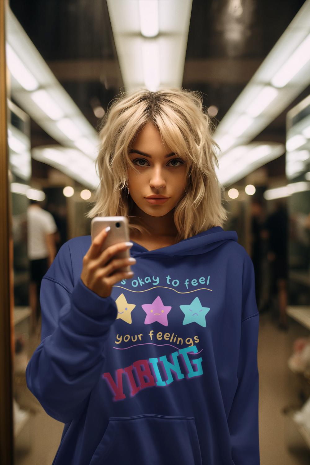 Women's Vibing Gen-Z Hoodie Sweatshirt Mint by ZealforTee