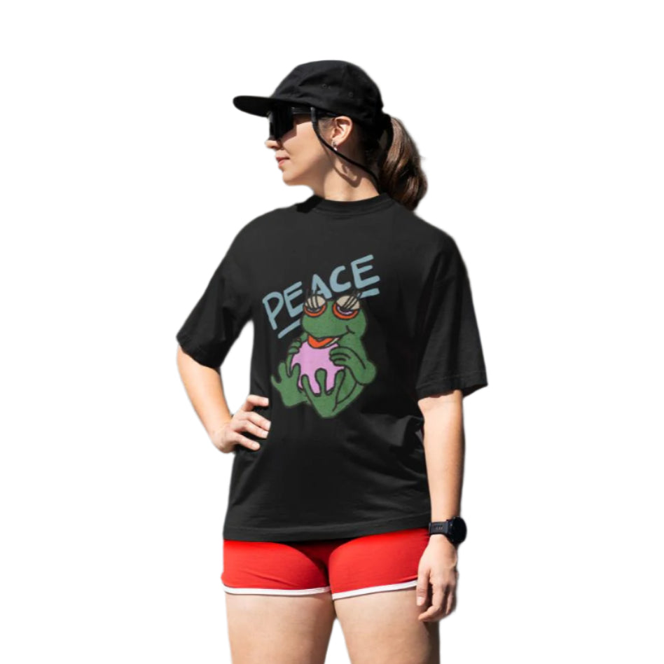 Women's Peace Oversized T shirt Light Baby Pink by ZealforTee