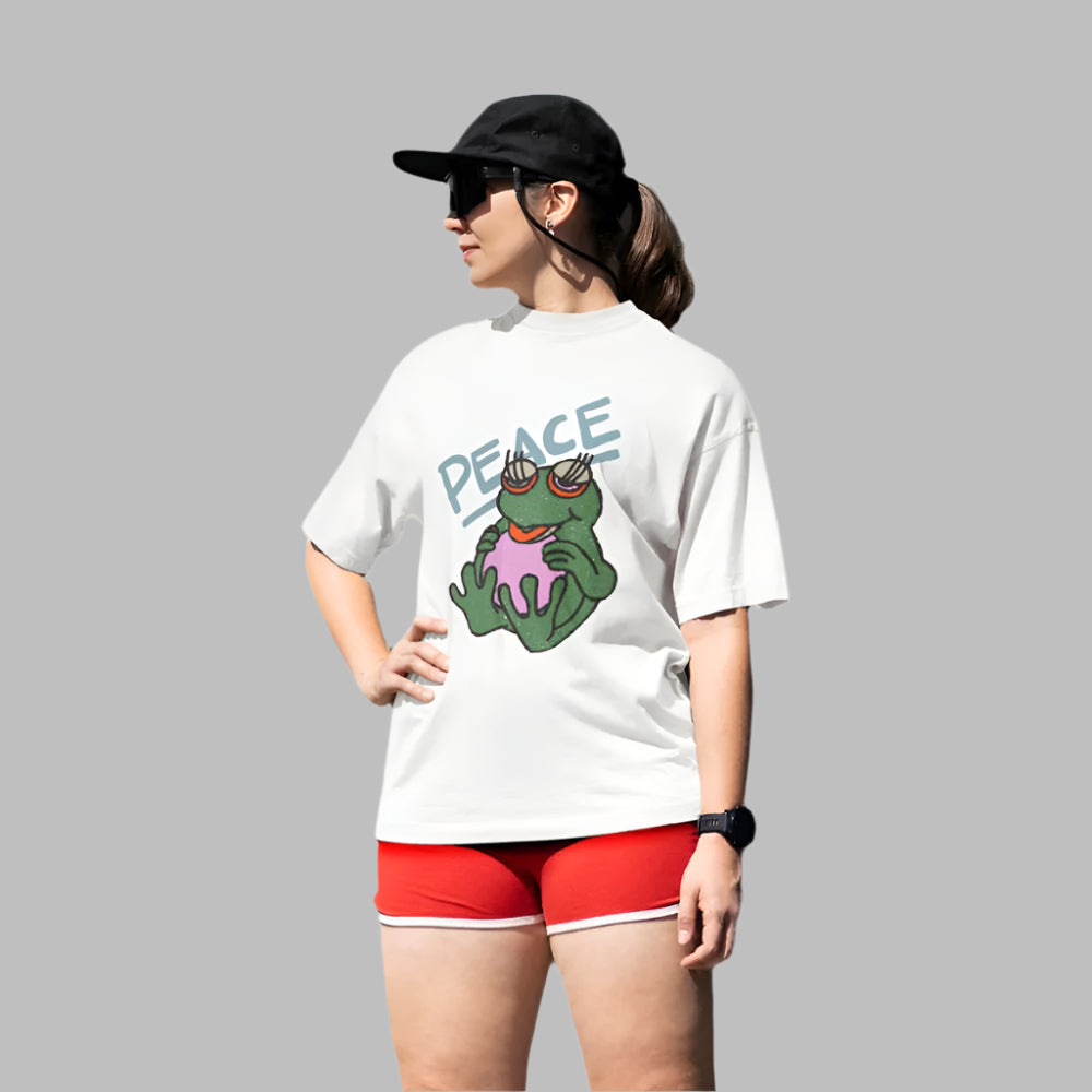 Women's Peace Oversized T shirt Light Baby Pink by ZealforTee