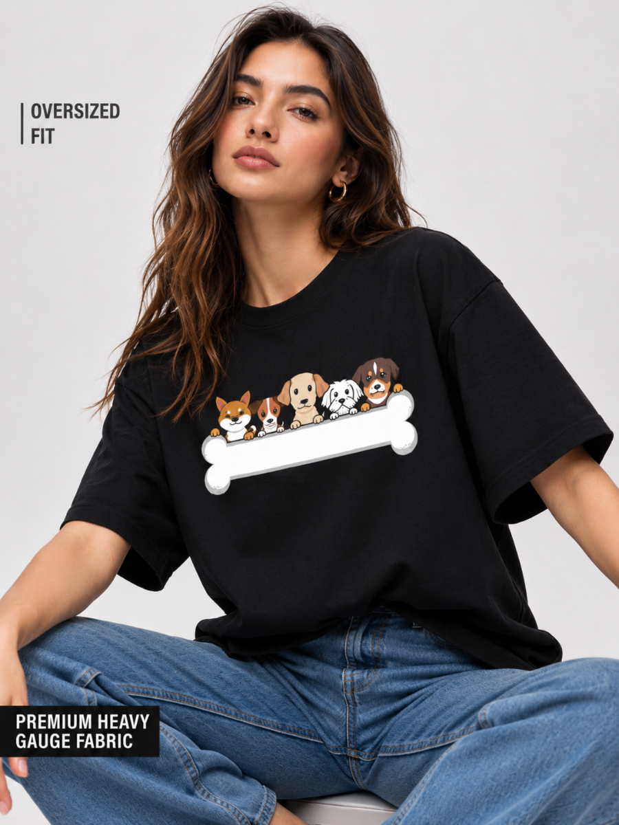 Women Squad Goals: Puppy Edition Oversized Tshirt