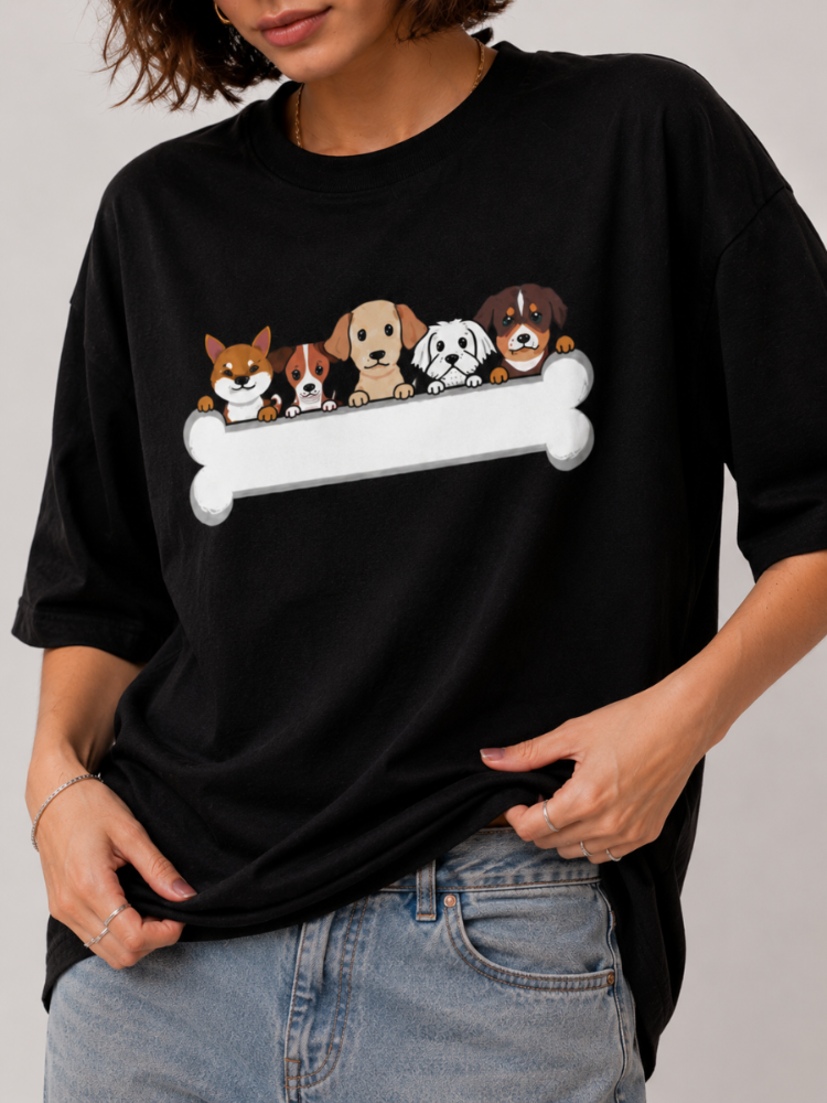 Women Squad Goals: Puppy Edition Oversized Tshirt