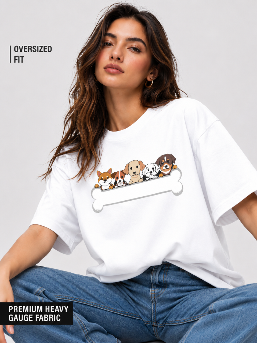 Women Squad Goals: Puppy Edition Oversized Tshirt