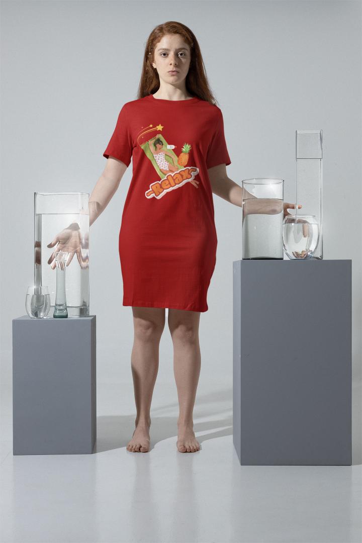 Women's Relax T-shirt Dress Red by ZealforTee