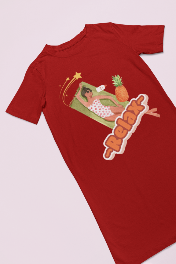 Women's Relax T-shirt Dress Red by ZealforTee