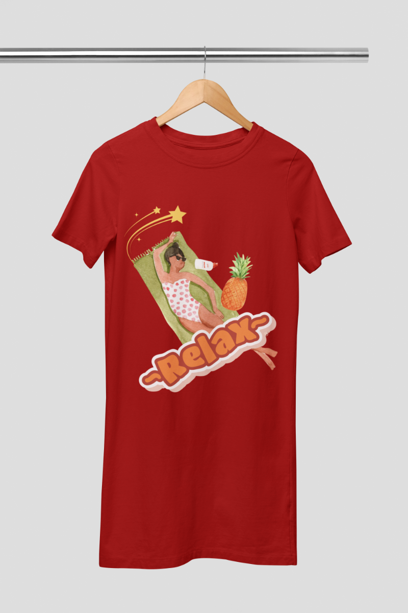 Women's Relax T-shirt Dress Red by ZealforTee