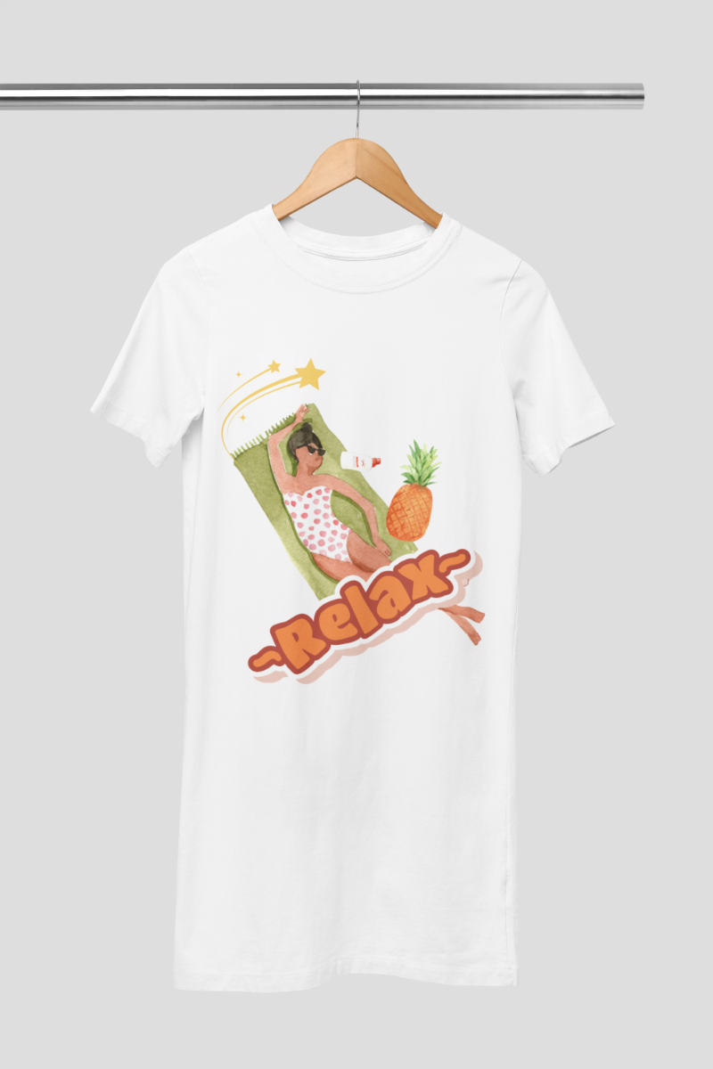 Women's Relax T-shirt Dress White by ZealforTee