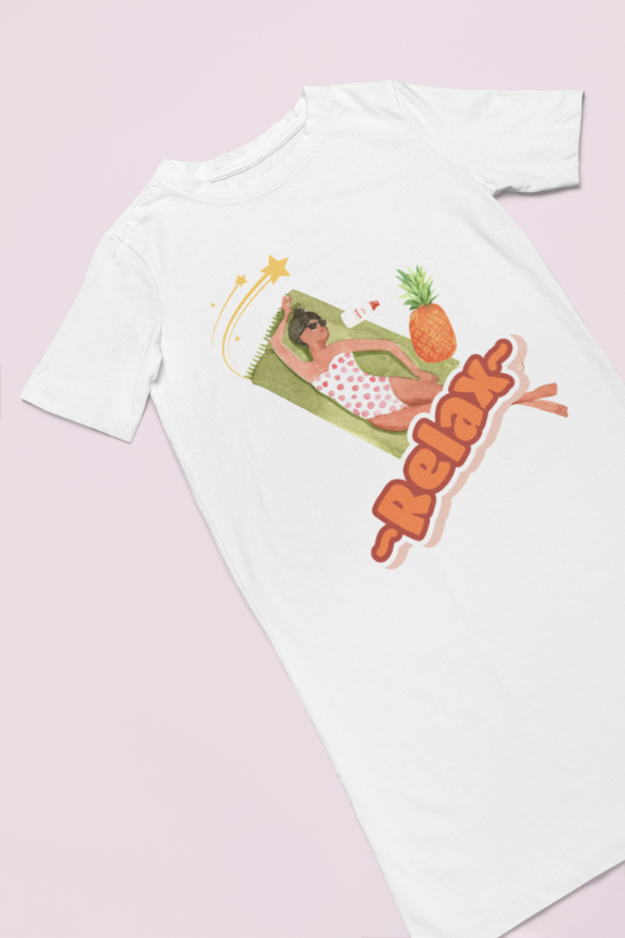 Women's Relax T-shirt Dress White by ZealforTee