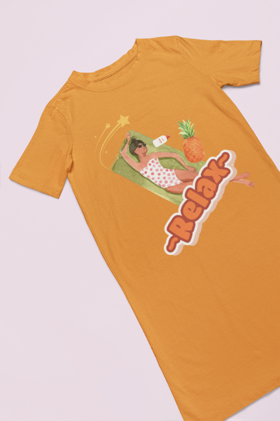 Women's Relax T-shirt Dress Golden Yellow by ZealforTee