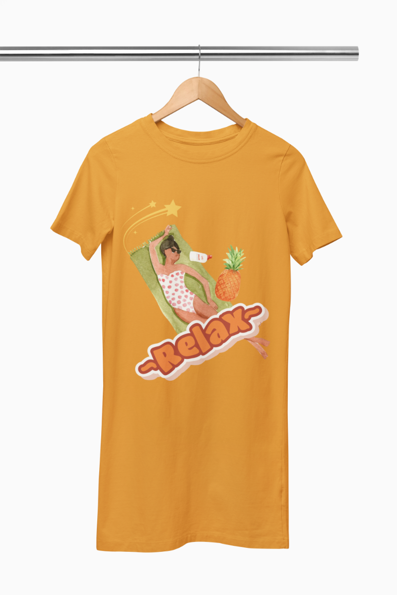 Women's Relax T-shirt Dress Golden Yellow by ZealforTee