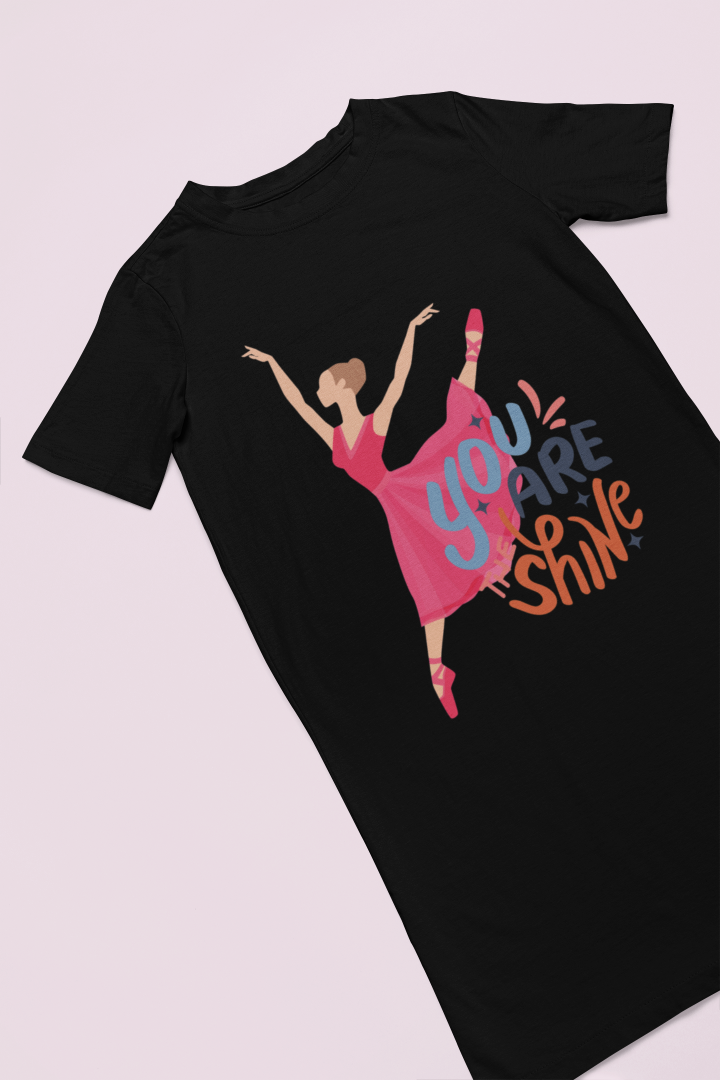 Women's You Shine T-shirt Dress Golden Yellow by ZealforTee