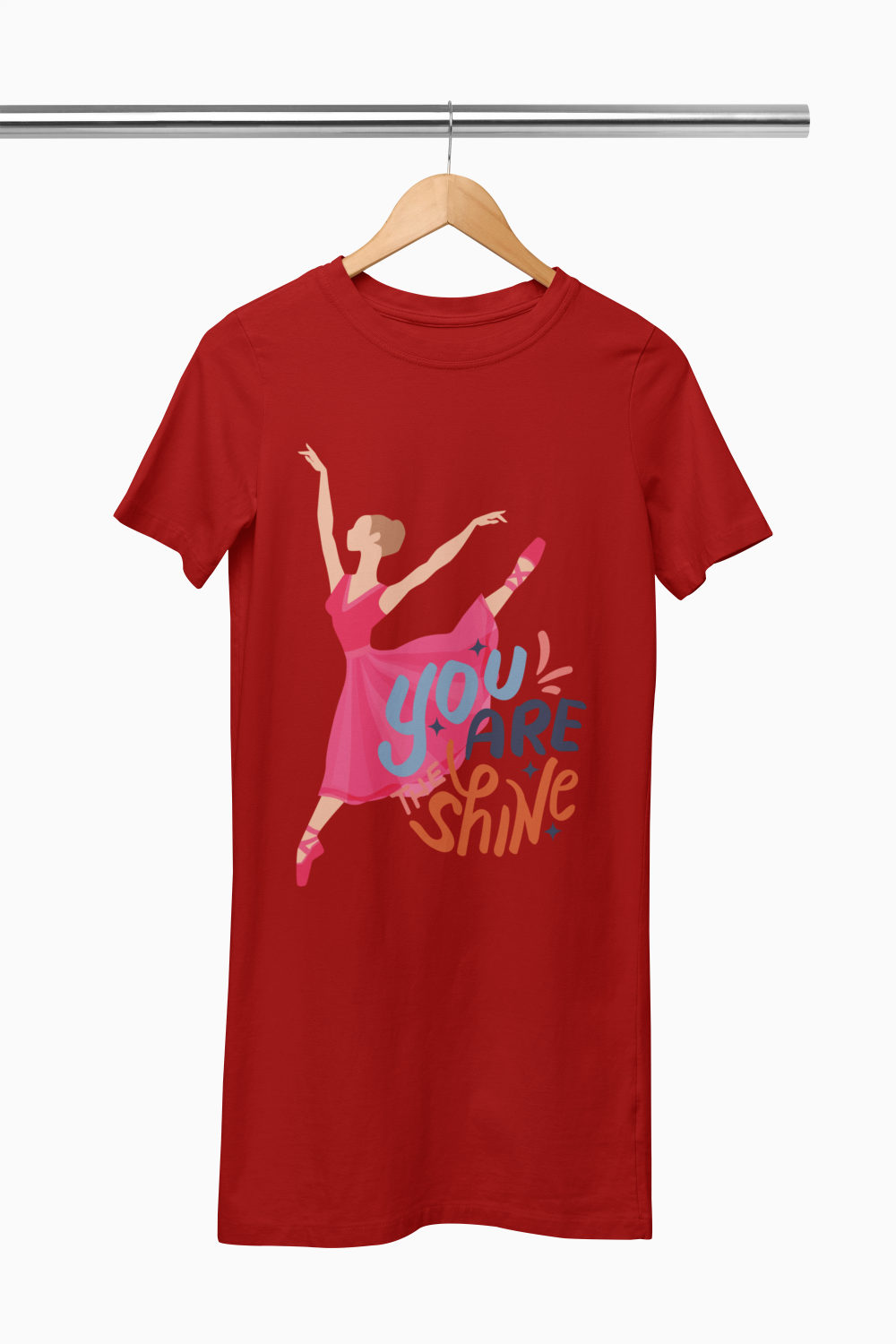 Women's You Shine T-shirt Dress Red by ZealforTee