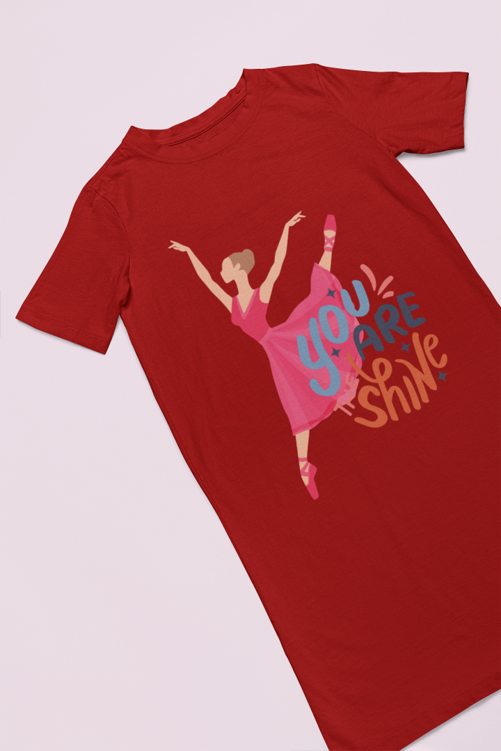 Women's You Shine T-shirt Dress Red by ZealforTee