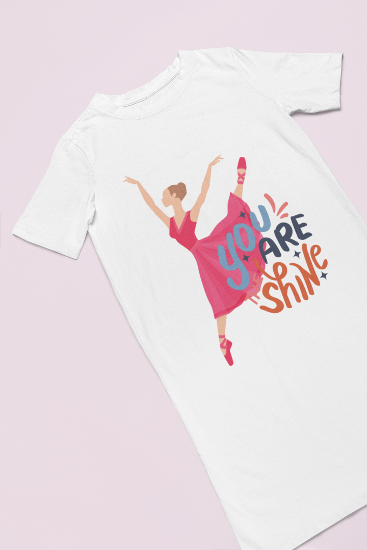 Women's You Shine T-shirt Dress White by ZealforTee