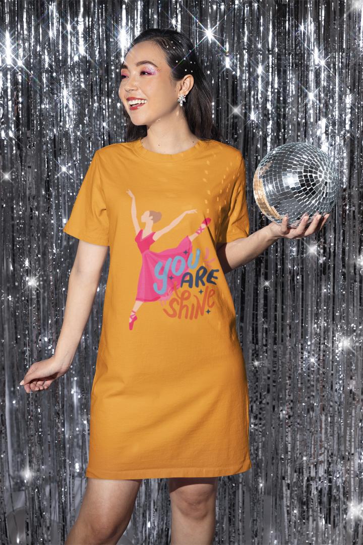 Women's You Shine T-shirt Dress Black by ZealforTee