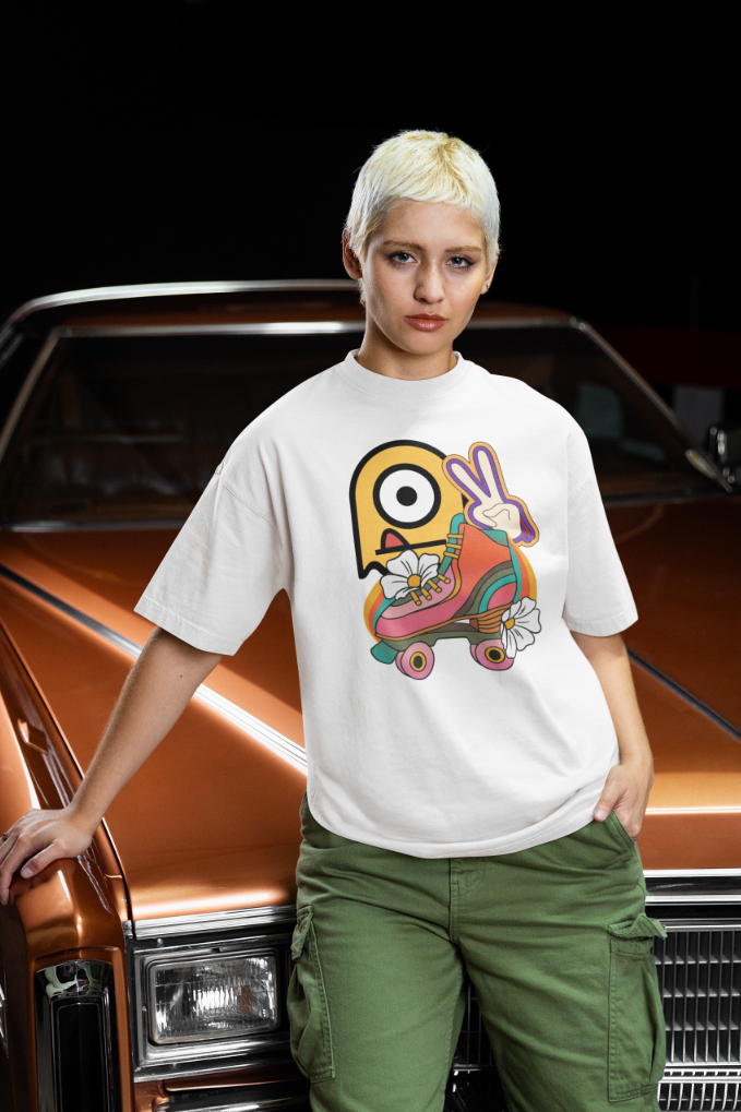Women Shades of Skates Oversized T shirt