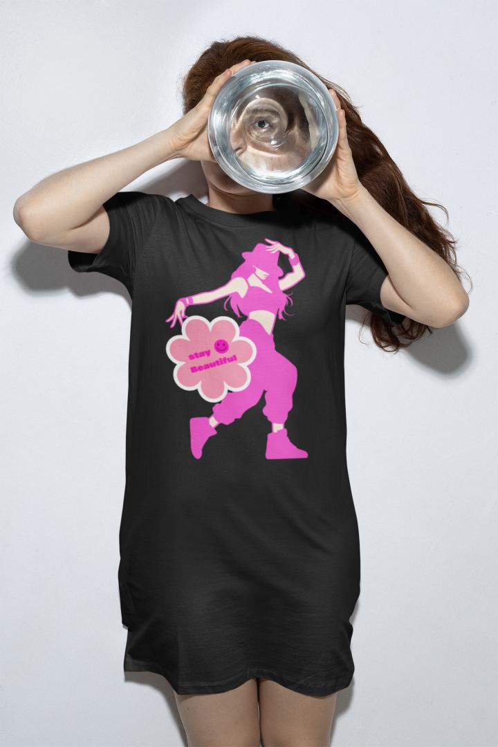 Women's Funkstep T-shirt Dress Black by ZealforTee