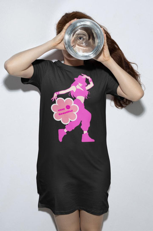 Women's Funkstep T-shirt Dress Black by ZealforTee