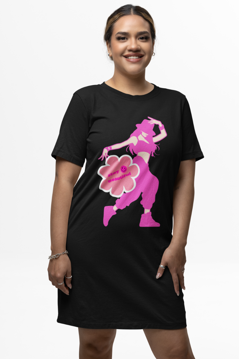 Women's Funkstep T-shirt Dress Black by ZealforTee