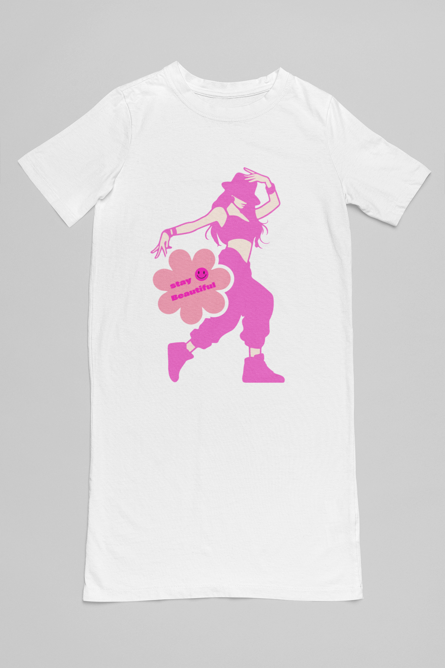 Women's Funkstep T-shirt Dress White by ZealforTee